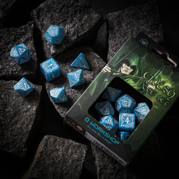 Набір кубиків Elvish Glacier & white Dice Set