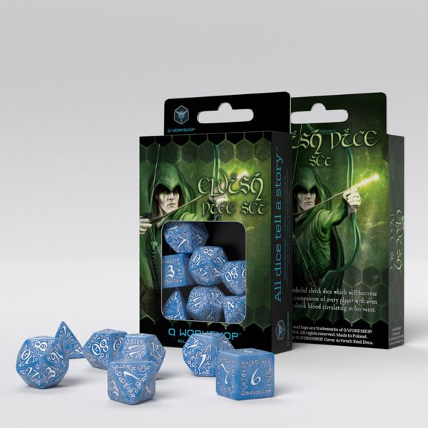 Набір кубиків Elvish Glacier & white Dice Set