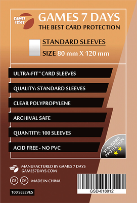 Протектори для карток Games7Days (80 х 120 мм, Ultra-Fit, 100 шт.) (STANDARD)