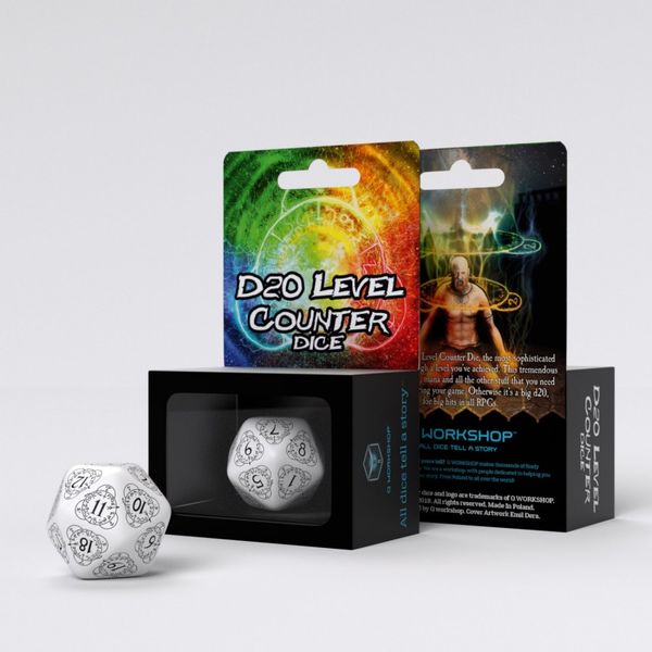 Кубик D20 Level Counter White & black Die