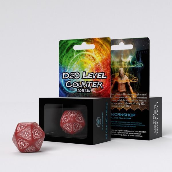Кубик D20 Level Counter Red & white Die
