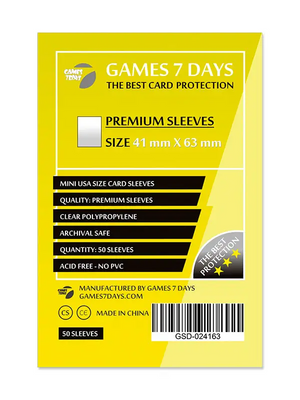 Протектори для карток Games7Days (41 х 63 мм, Mini USA, 50 шт.) (PREMIUM)