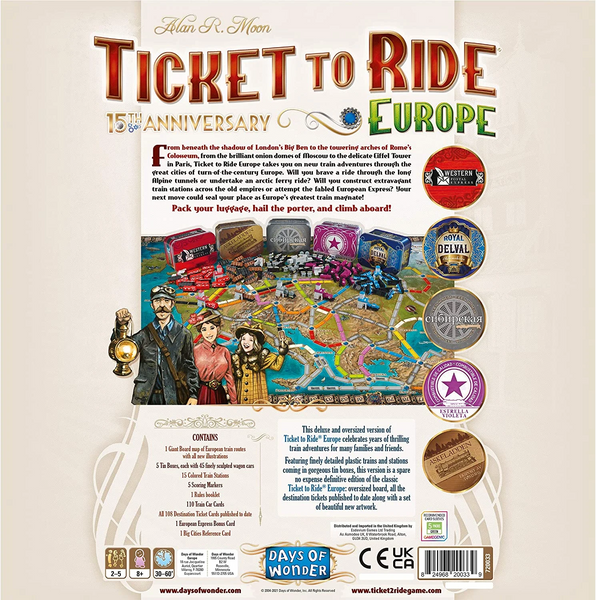 Ticket to Ride: Europe – 15th Anniversary (Квиток на Потяг: Європа) англійською