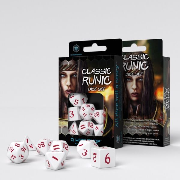 Набір кубиків Classic Runic White & red Dice Set