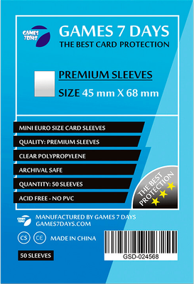 Протектори для карток Games7Days (45 х 68 мм, Mini Euro, 50 шт.) (PREMIUM)