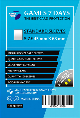 Протектори для карток Games7Days (45 х 68 мм, Mini Euro, 100 шт.) (STANDARD)