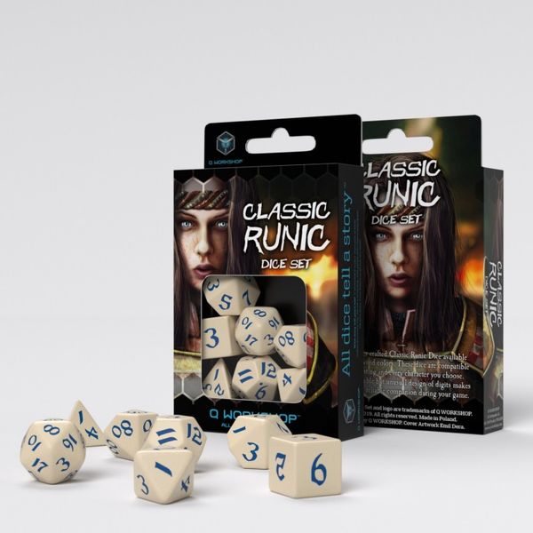 Набір кубиків Classic Runic Beige & blue Dice Set