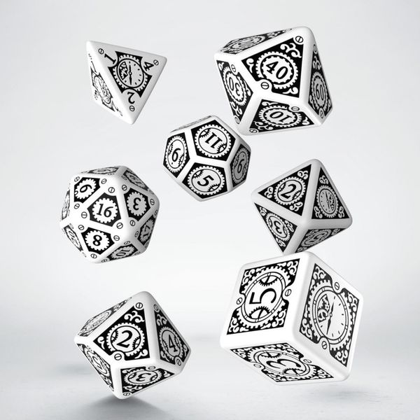 Набір кубиків Steampunk Clockwork White & black Dice Set