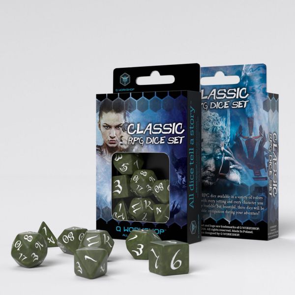 Набір кубиків Classic RPG Olive & white Dice Set