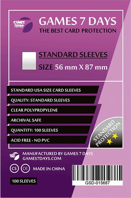 Протектори для карток Games7Days (56 х 87 мм, Standard USA, 100 шт.) (STANDARD)