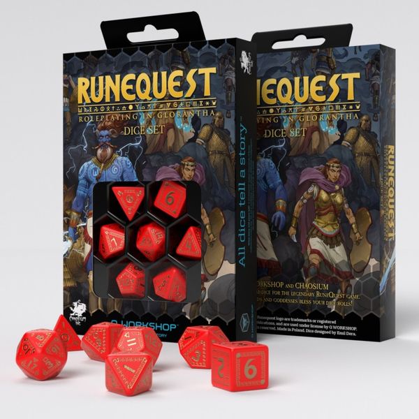 Набір кубиків RuneQuest Red & gold Dice Set