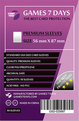 Протектори для карток Games7Days (56 х 87 мм, Standard USA, 50 шт.) (PREMIUM)