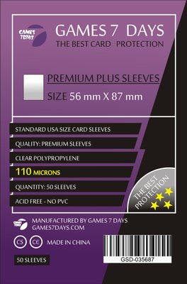 Протектори для карток Games7Days (56 x 87 мм, Card Game, Standard USA, 50 шт.) (PREMIUM PLUS)