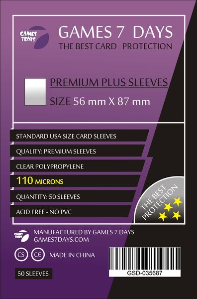 Протектори для карток Games7Days (56 x 87 мм, Card Game, Standard USA, 50 шт.) (PREMIUM PLUS)