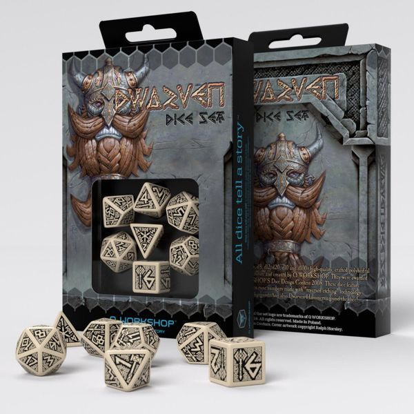 Набір кубиків Dwarven Beige & black Dice Set