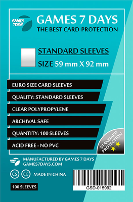 Протектори для карток Games7Days (59 х 92 мм, Euro, 100 шт.) (STANDARD)