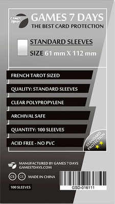 Протектори для карток Games7Days (61 х 112 мм, French Tarot, 100 шт.) (STANDARD)