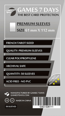 Протектори для карток Games7Days (61 х 112 мм, French Tarot, 50 шт.) (PREMIUM)