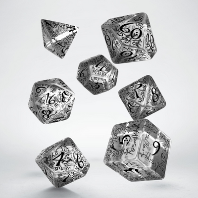 Набір кубиків Elvish Translucent & black Dice Set