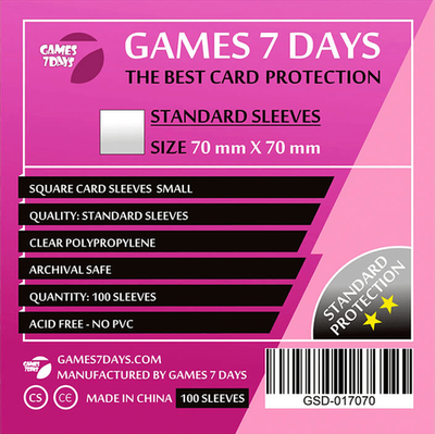 Протектори для карток Games7Days (70 х 70 мм, Square Small, 100 шт.) (STANDARD)
