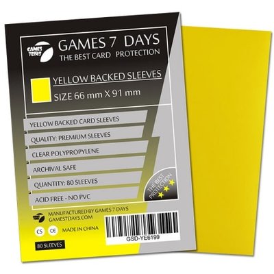 Протектори для карт Games7Days: Yellow (66 х 91 мм, 80 шт, Magic the Gathering)