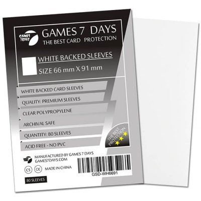 Протектори для карт Games7Days: White (66 х 91 мм, 80 шт, Magic the Gathering)