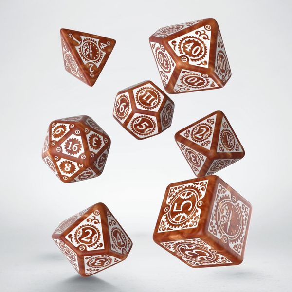 Набір кубиків Steampunk Clockwork Caramel & White Dice Set