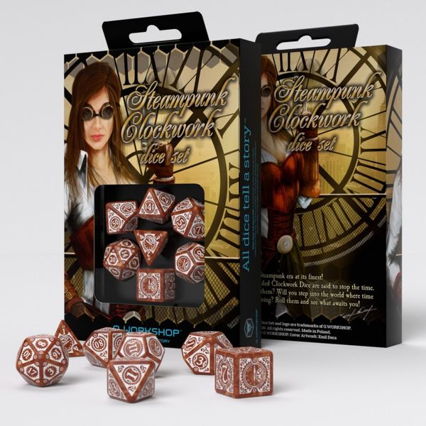 Набір кубиків Steampunk Clockwork Caramel & White Dice Set