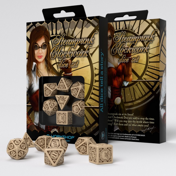 Набір кубиків Steampunk Clockwork Beige & brown Dice Set