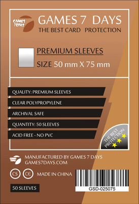 Протектори для карток Games7Days (50 x 75 мм, Standard USA, 50 шт.) (PREMIUM)