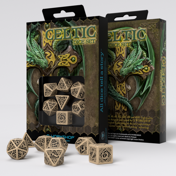 Набір кубиків Celtic 3D Revised Beige & black Dice Set