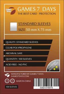 Протектори для карток Games7Days (50 x 75 мм, 100 шт.) (STANDARD)