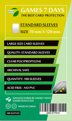 Протектори для карток Games7Days (70 х 120 мм, Large, 100 шт.) (STANDARD)
